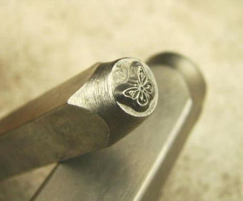 "Butterfly" Cute 1/4"-6mm-Large Stamp-Metal-Hardened Steel-Gold & Silver Bar