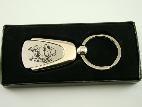 Silly Old Gold Prospector Walking with a Pick Key Chain