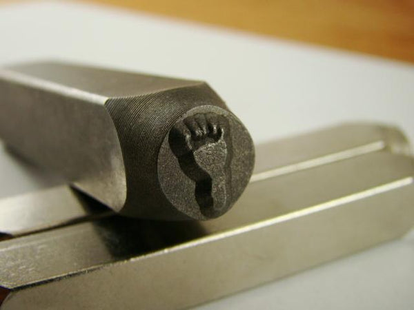 "Hang Ten Left Foot"3/8"-9.5mm-Stamp-Metal-Hardened Steel-Gold & Silver Bars