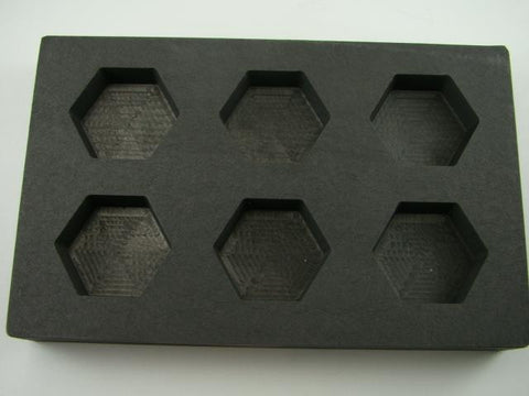 5 oz  Hexagon Gold Bar High Density Graphite Mold  6-Cavities - 3oz Silver-Scrap