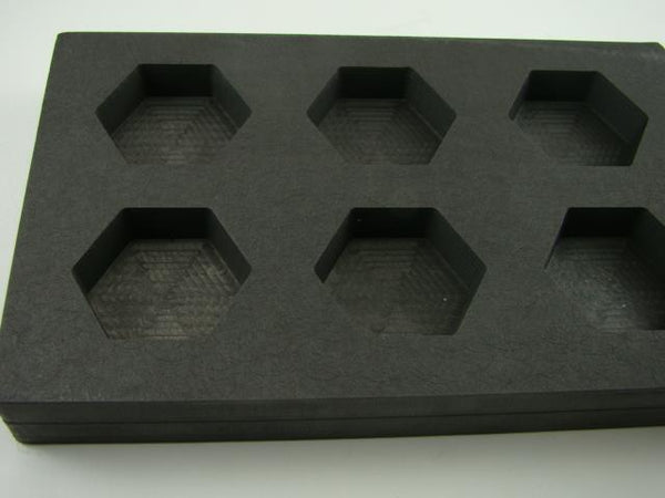 5 oz  Hexagon Gold Bar High Density Graphite Mold  6-Cavities - 3oz Silver-Scrap
