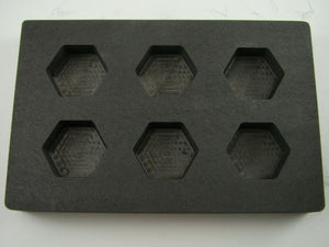 High Density Graphite Hexagon Mold 2oz Gold Bar 6Cavities Silver 1oz Copper B126