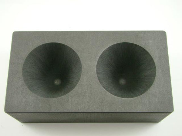 High Density Graphite Conical Mold- Assay Gold Silver Black Sand Cone 2 Cavity