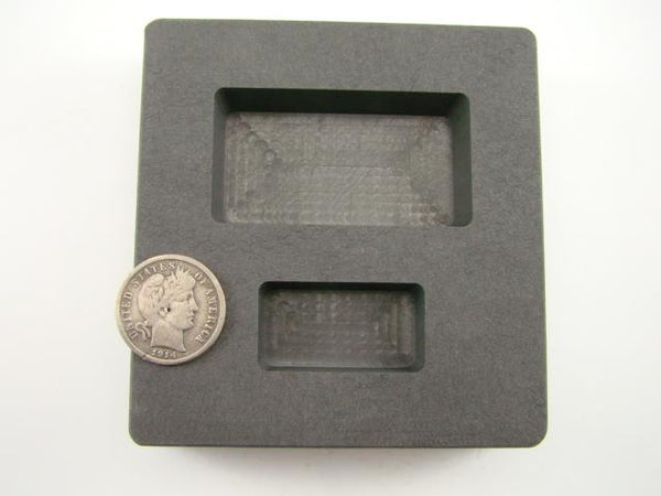 1 oz & 5 oz Gold Bar High Density Graphite Mold Combo Loaf - Silver  2 Cavity