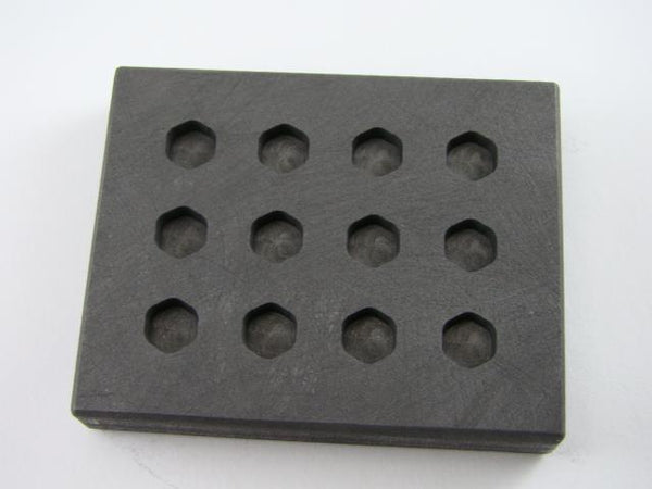 1.5 Gram Hexagon Gold & Silver Bar High Density Graphite Mold 12 Cavity