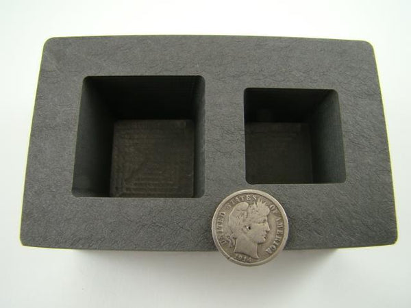 5 oz & 10 oz Gold Bar High Denisty Graphite Tall Cube Mold Combo Loaf Silver