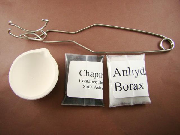 Crucible Dish & Tong Kit + Borax & Chapman Flux-Gold Recovery-Melting-Silver 400
