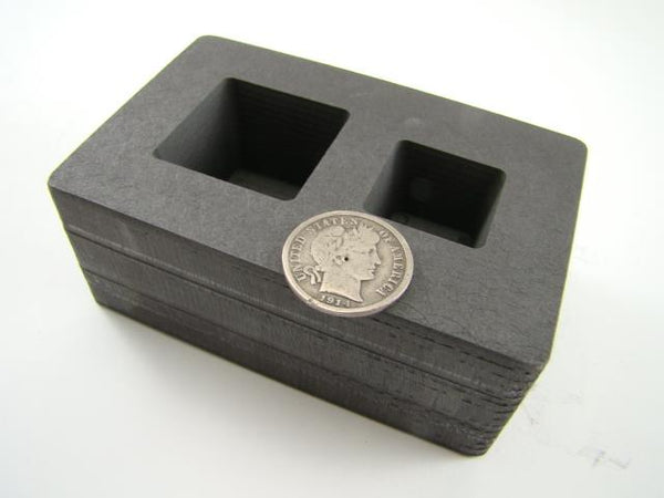 2 oz & 5 oz Gold Bar High Density Graphite Tall Cube Mold Combo Loaf (B89)