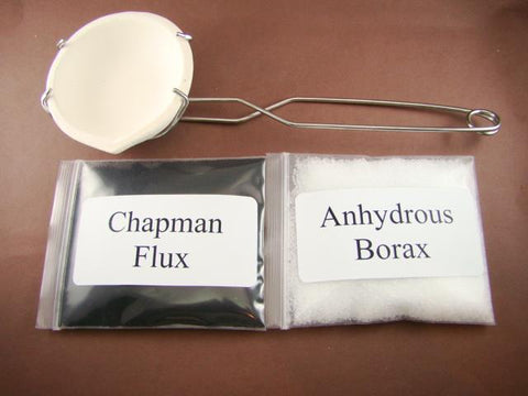 Crucible Dish & Tong Set + Borax & Chapman Flux-Gold Recovery-Melting-Silver 401