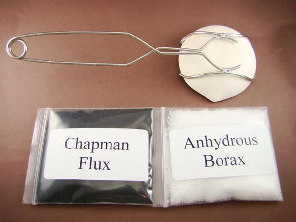 Crucible Dish & Tong Set + Borax & Chapman Flux-Gold Recovery-Melting-Silver 401