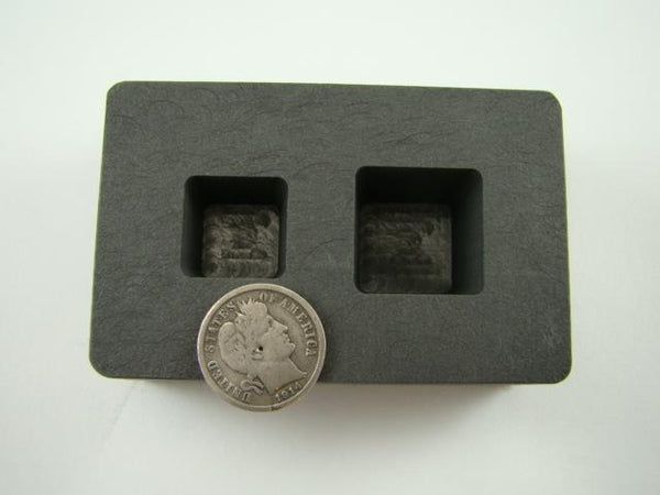 1 oz & 2 oz Gold Bar High Density Graphite Tall Cube Mold Combo Loaf Square
