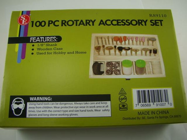 100 Rotary Tool Accessories Wooden Box Drill Dremel Kit - Hobby-Models-Crafts