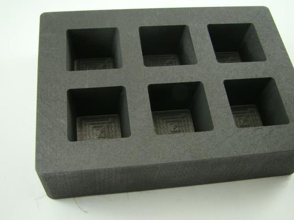 High Density Graphite Cube Mold 5 oz Gold Bar 2.5 oz Silver 6-Cavities Copper