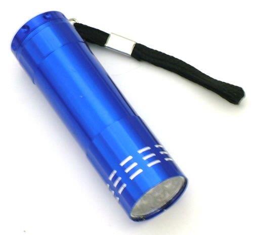 9 LED Flashlight - Blue Aluminum Body - Pocket size - 3-1/4" Long-Camping-  (B97