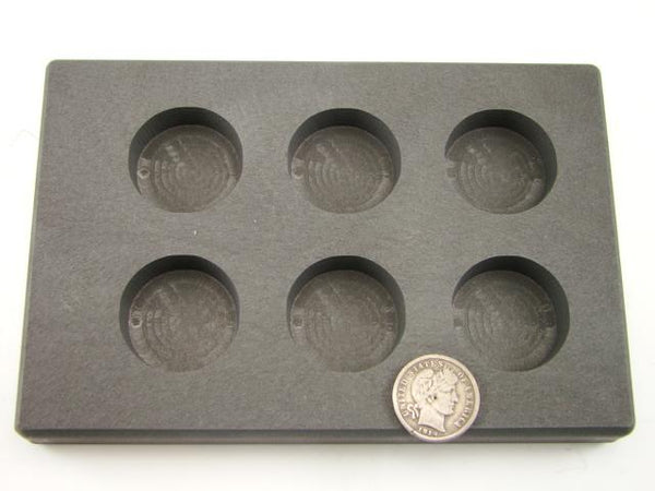 2 oz x 6 Round Gold Bar High Density Graphite 6-Cavities - 1 oz Silver Coin
