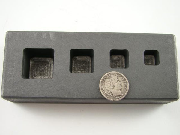 High Density Graphite Deep Cube Mold 1/4-1/2-1-2 oz Gold Bar Silver