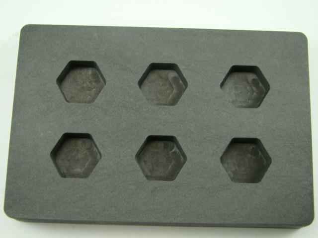 High Density Graphite Mold 1/2 oz Gold Bar Silver 6-Cavities Hexagon Copper