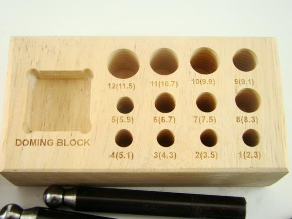 14pc Dapping Block & Punch Set-Gold-Silver-Jewelry-Metal-Wood Stand Included
