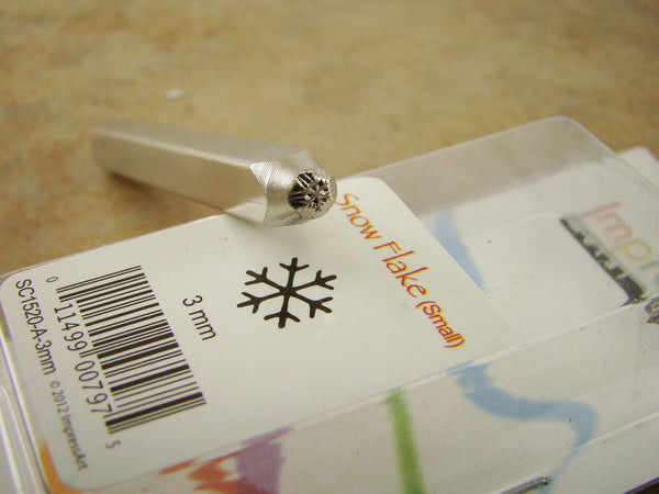 "Winter Snow Flake " 1/8"-3mm-Stamp-Metal-Hardened Steel-Gold&Silver Bars Copper