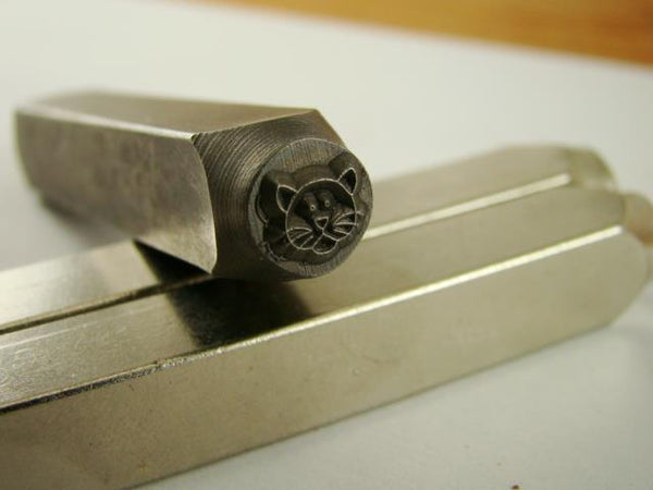 "Kitty Cat Face" 1/4"-6mm-Large Stamp-Metal-Hardened Steel-Gold&Silver Bars