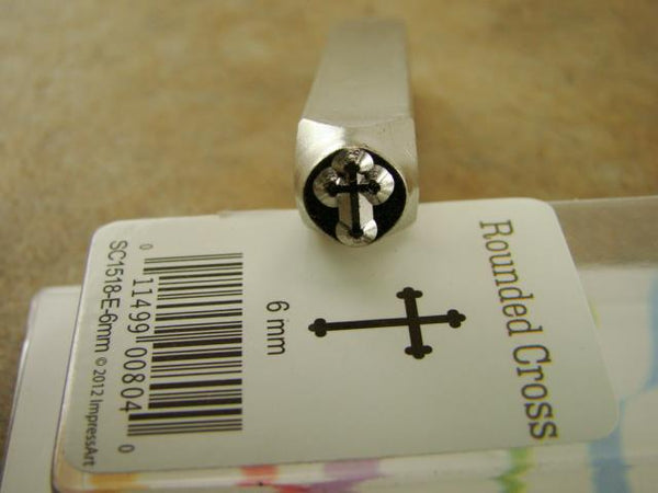 "Rounded Cross"1/4"-6mm-Large Stamp-Punch-Steel-Gold&Silver Bars Copper