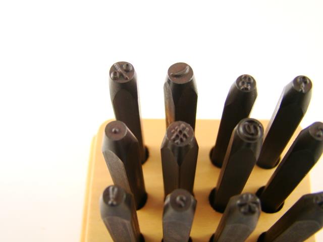 12 pc Punctuation Set $ # @ % * ( : . , ! ? Steel Stamp Punch w/Wood S ...