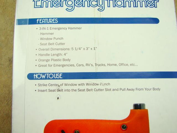Compact 3-IN-1 Emergency Hammer - Seatbelt Cutter - Window Breaker - Hammer