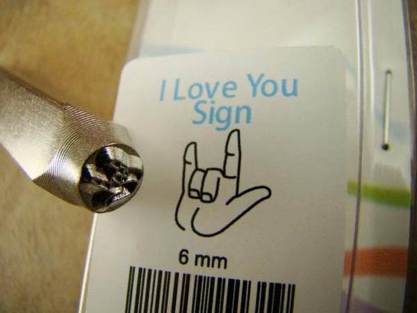 "I Love You" Sign 1/4"-6mm-Large Stamp-Metal-Leather-Wood-Gold & Silver Bars