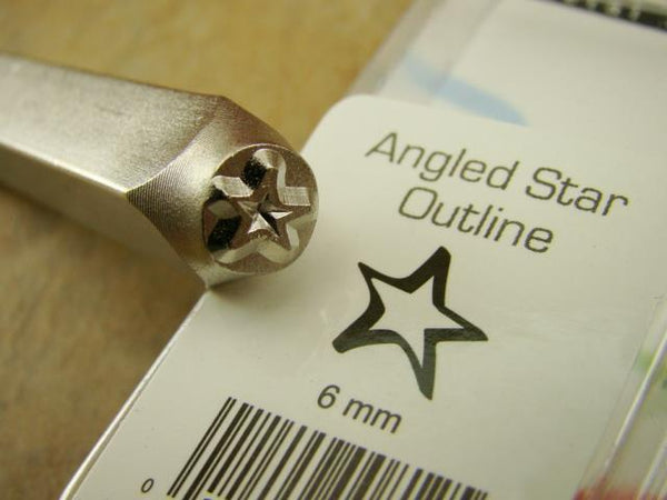 "Angled Star Outline" Sign 1/4"-6mm-Large Stamp-Metal-Leather-Gold & Silver Bars
