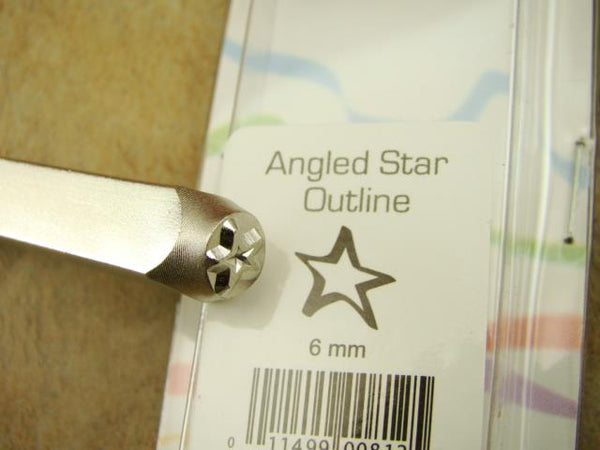 "Angled Star Outline" Sign 1/4"-6mm-Large Stamp-Metal-Leather-Gold & Silver Bars