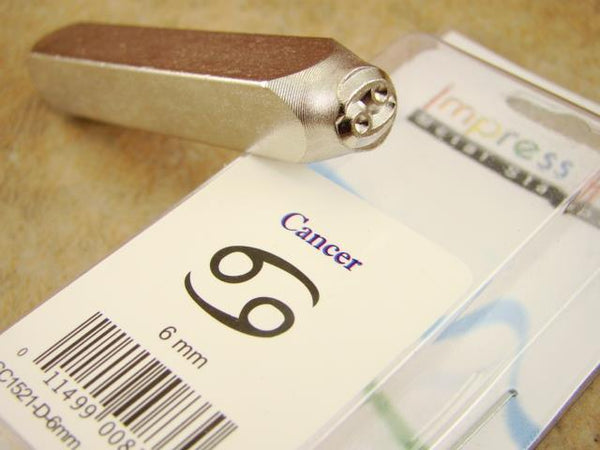 "Cancer" 69 Sign 1/4"-6mm-Large Stamp-Metal-Leather-Wood-Gold & Silver Bars