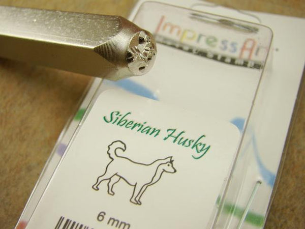 "Siberian Husky Dog" 1/4"-6mm-Large Stamp-Metal-Hardened Steel-Gold & Silver Bar