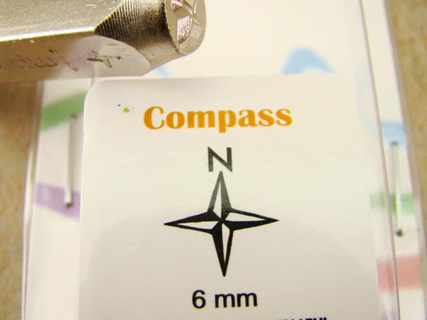 "Compass" 1/4"-6mm-Large Stamp-Metal-Hardened Steel-Gold & Silver Bars