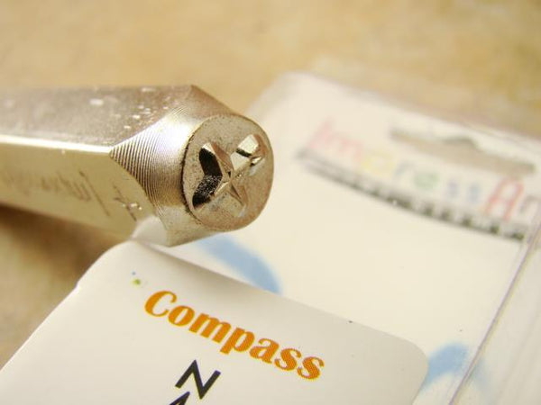 "Compass" 1/4"-6mm-Large Stamp-Metal-Hardened Steel-Gold & Silver Bars