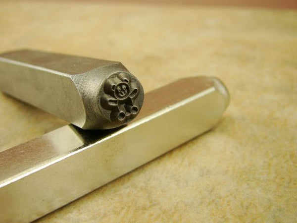 "Teddy Bear" 1/4"-6mm-Large Stamp-Metal-Hardened Steel-Gold & Silver Bars