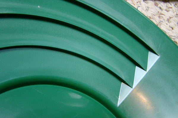 Set of 2-14" Green Gold Pans Bottle Snuffer - Mining-Panning Kit-Prospecting