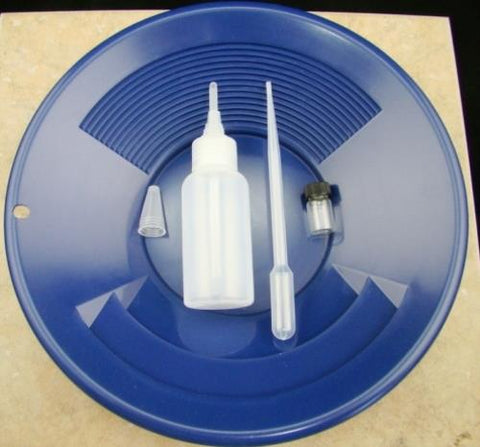 California Gold Panning Kit -10" Blue Pan-Bottle Snuffer-Bubble Sniffer-Vial
