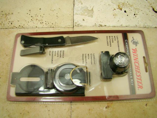 Winchester Camping Essentials Kit single blade knife, Compass, Led Headband