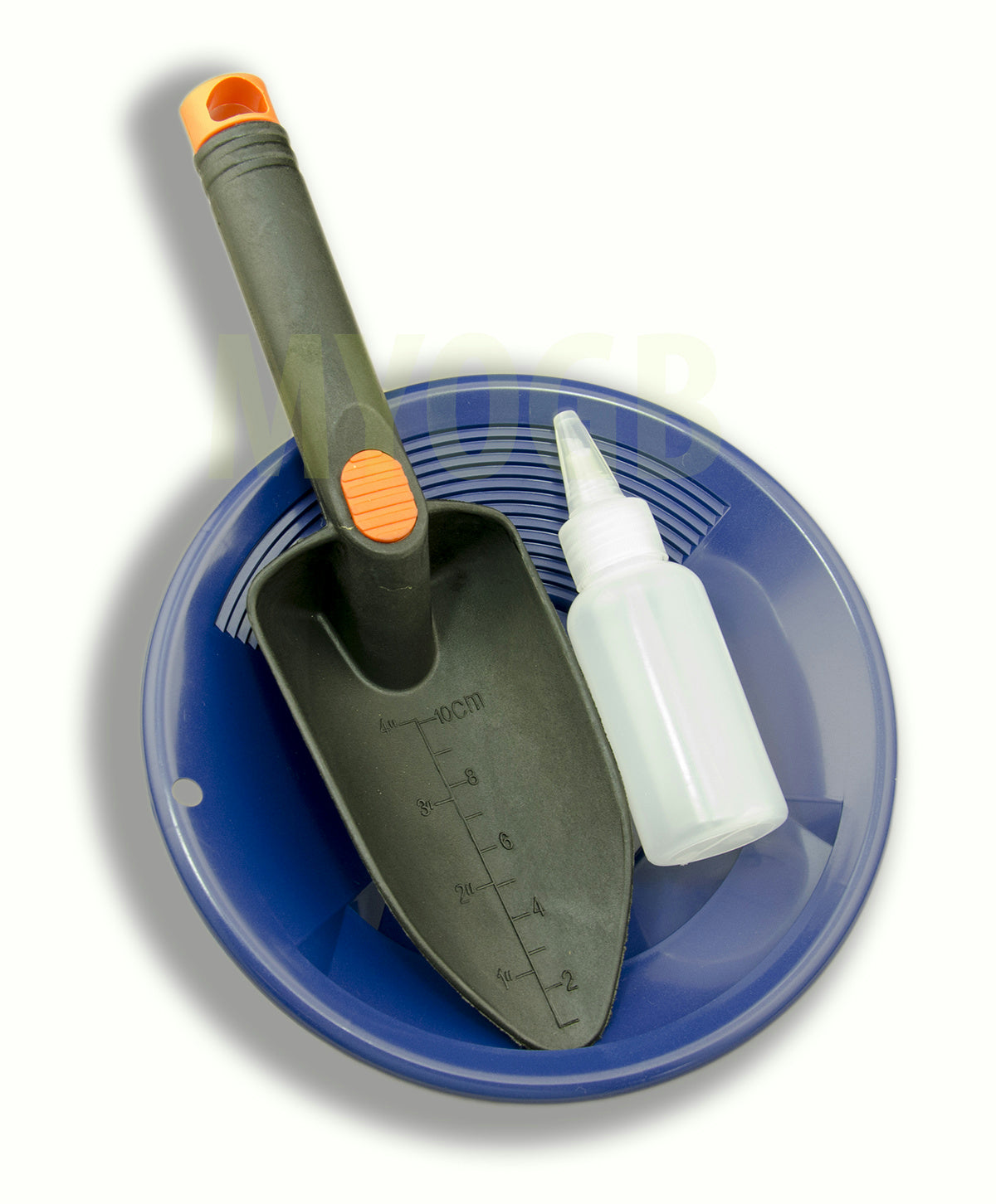 Gold Panning Kit 8" Blue Pan - Bottle Snuffer & Scoop - Mining Prospecting