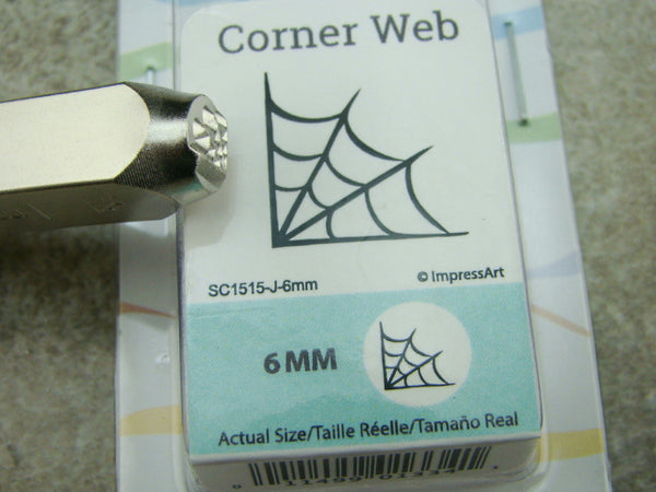 "Spider Web" 1/4"-6mm-Large Stamp-Metal-Hardened Steel-Gold & Silver Bar Tattoo