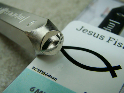 "Jesus Fish" 1/4"-6mm-Large Stamp-Metal-Hardened Steel-Gold & Silver Bar