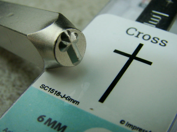 "Thin Cross" 1/4"-6mm-Large Stamp-Metal-Hardened Steel-Gold & Silver Bar