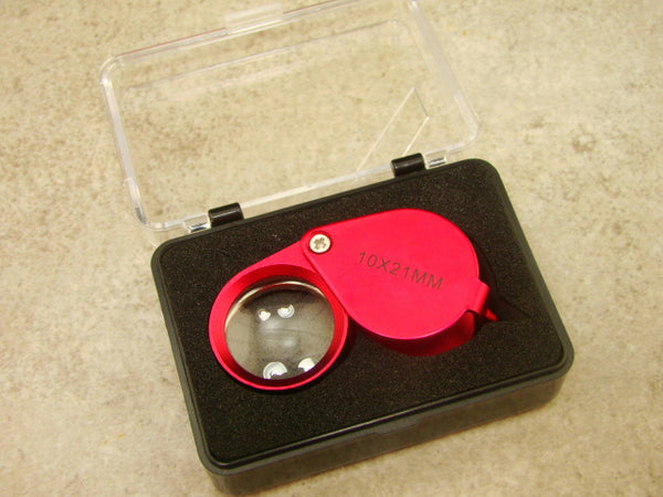 Jewlers 10X Loupe Red Anodized Aluminum K9 Optical Glass Lens 10X21MM