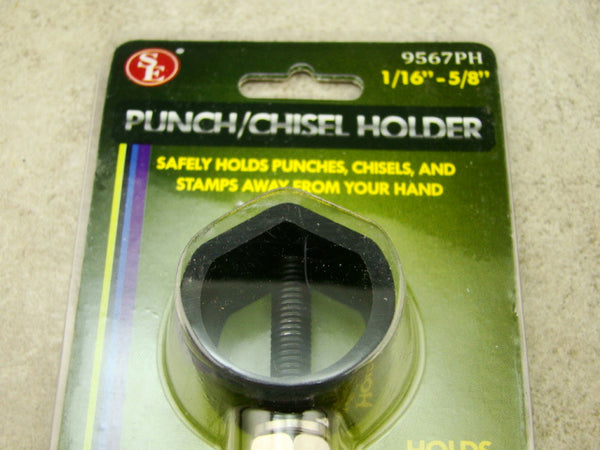 Punch/Chisel Holder Holds 1/16"-5/8" Diameter Tools, Metal Head, Stamps,