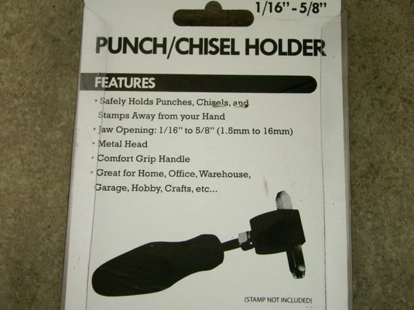 Punch/Chisel Holder Holds 1/16"-5/8" Diameter Tools, Metal Head, Stamps,