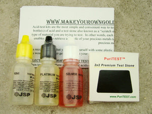 Gold Test 10K, Platinum, Silver Solution - Test Stone & Instructions, Purity