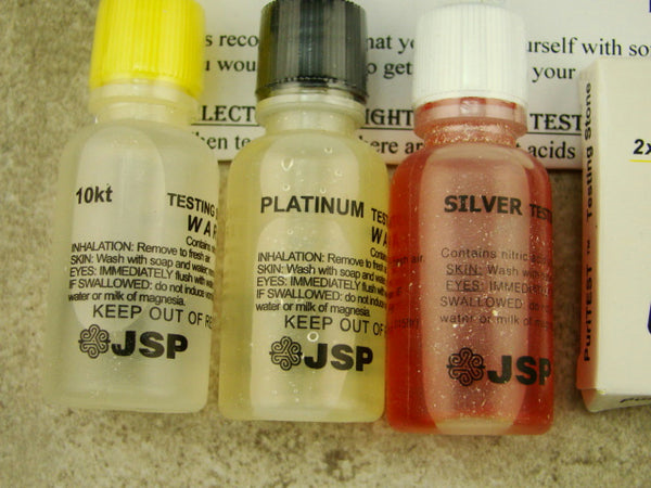 Gold Test 10K, Platinum, Silver Solution - Test Stone & Instructions, Purity