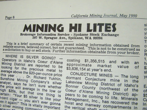 California Mining Journal May 1980 - How to Stake a Claim on Federal Land