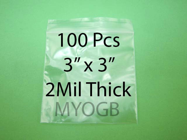 100pcs 3" x 3" Zip Lock Plastic Bags-Storage-Jewerly-Parts-Gold Nuggets