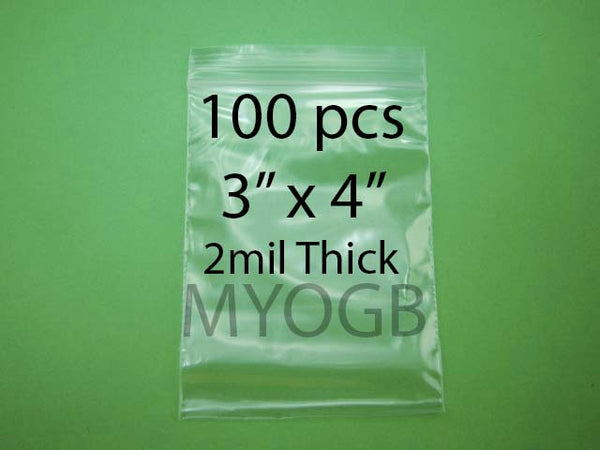 100pcs 3" x 4" Zip Lock Plastic Bags-Storage-Jewerly-Parts-Gold Nuggets
